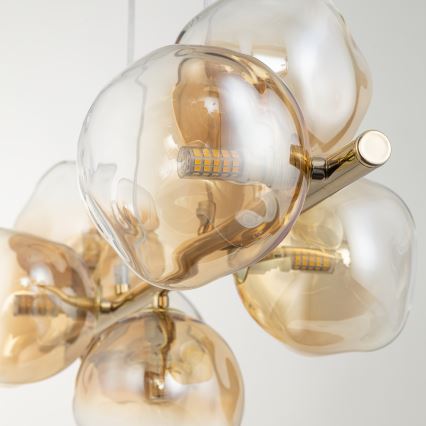 Brilagi - Żyrandol na lince VULCANO 7xG9/8W/230V złoty/przydymiony beżowy