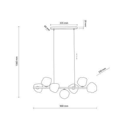 Brilagi - Żyrandol na lince VULCANO 7xG9/8W/230V złoty/przydymiony beżowy