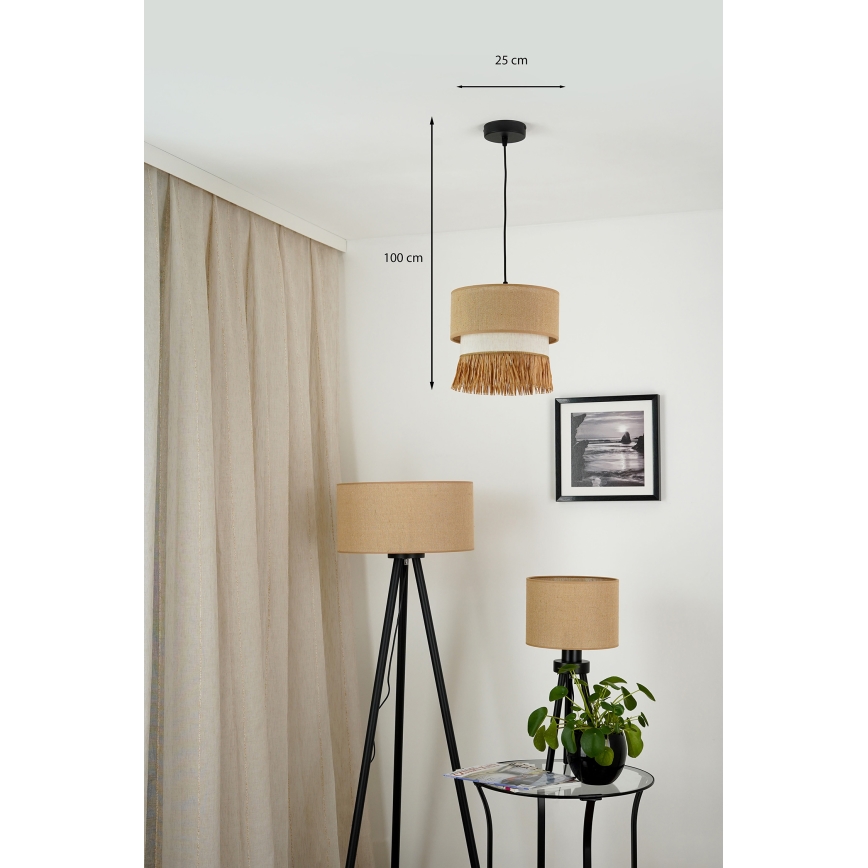 Brilagi - Żyrandol na lince WINNETOU BOHO 1xE27/15W/230V śr. 25 cm brązowy/kremowy