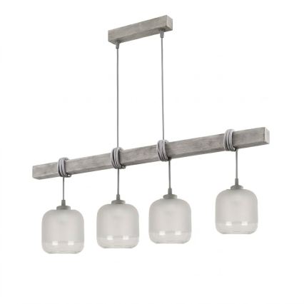 BRILAGI - Żyrandol na lince WOOD GLASS 4xE27/60W/230V sosna/szary/biały