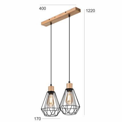 Brilagi - Żyrandol na lince WOODY BASKET 2xE27/60W/230V dąb