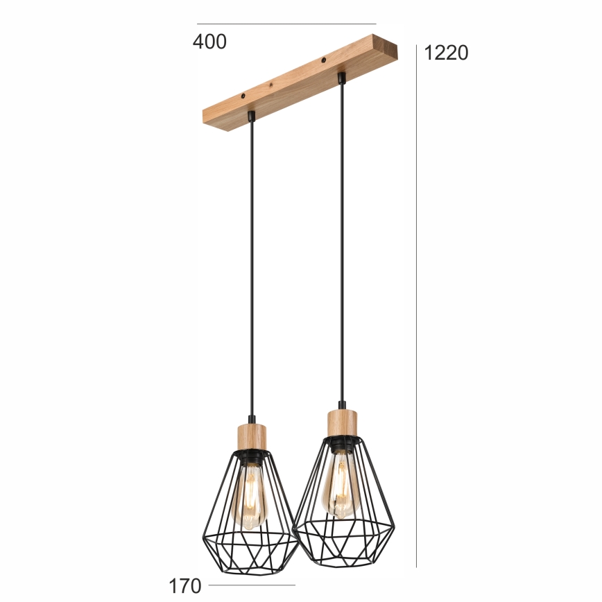 Brilagi - Żyrandol na lince WOODY BASKET 2xE27/60W/230V dąb