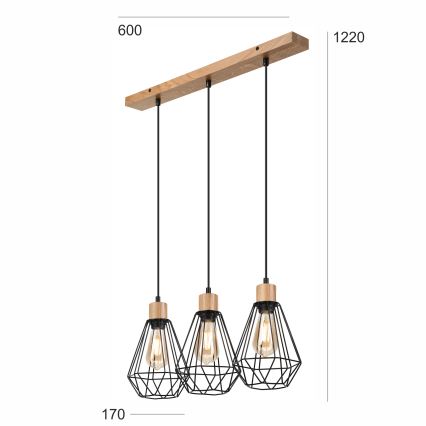 Brilagi - Żyrandol na lince WOODY BASKET 3xE27/60W/230V dąb