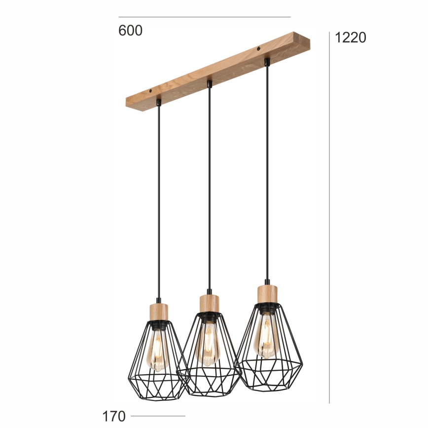 Brilagi - Żyrandol na lince WOODY BASKET 3xE27/60W/230V dąb