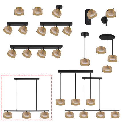 Brilagi - Żyrandol na linkach AURA LUX 3xGX53/30W/230V czarny/złoty