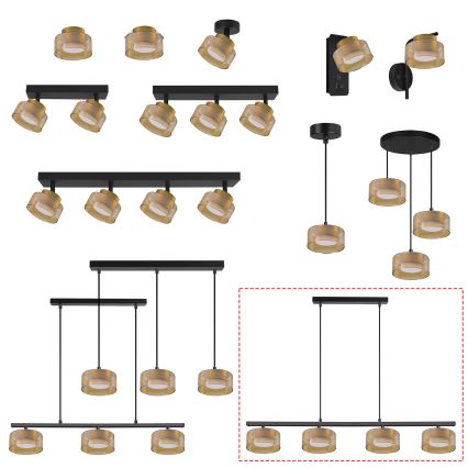 Brilagi - Żyrandol na linkach AURA LUX 4xGX53/30W/230V czarny/złoty