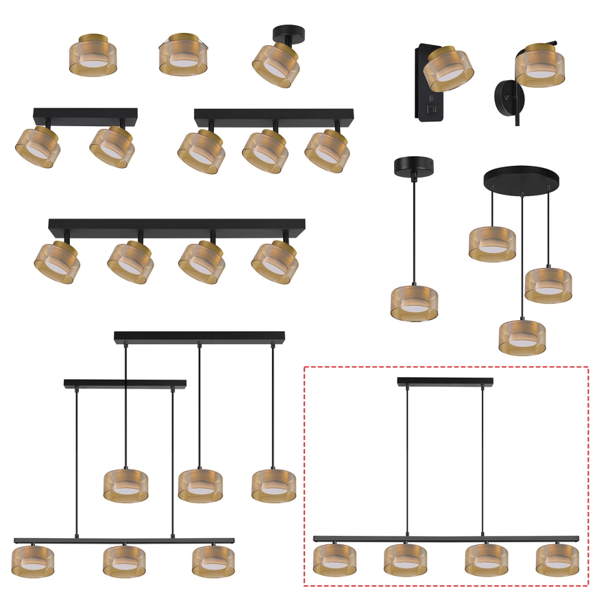 Brilagi - Żyrandol na linkach AURA LUX 4xGX53/30W/230V czarny/złoty