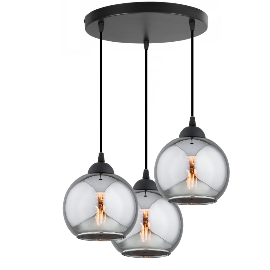 Brilagi - Żyrandol na linkach DIOR 3xE27/60W/230V czarny/dymny szary