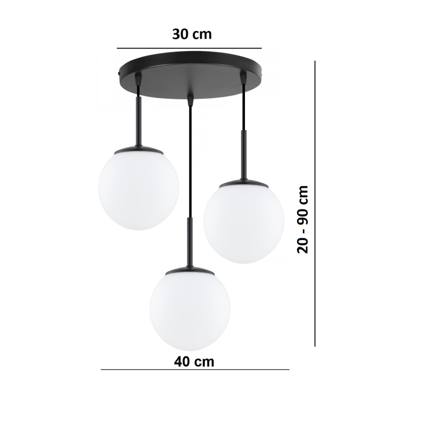 Brilagi - Żyrandol na linkach MILO 3xE27/60W/230V czarny
