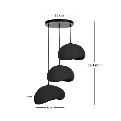Brilagi - Żyrandol na linkach WABI SABI 3xE27/40W/230V śr. 60 cm czarny