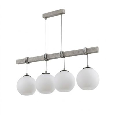 BRILAGI - Żyrandol na linkach WOOD GLASS 4xE27/60W/230V sosna/szary/biały