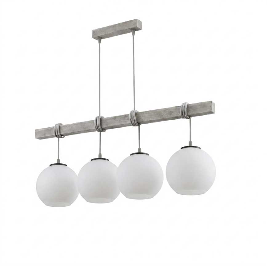 BRILAGI - Żyrandol na linkach WOOD GLASS 4xE27/60W/230V sosna/szary/biały
