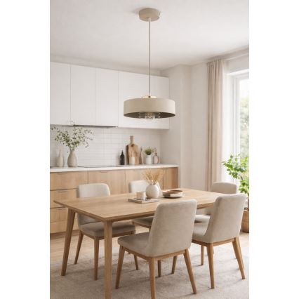 Brilagi - Żyrandol na linkę SPRING 1xE27/60W/230V Ø 30 cm beżowy/złoty
