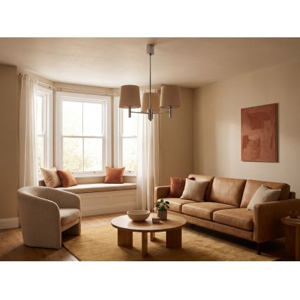 Brilagi - Żyrandol na pręcie MONTE 3xE27/60W/230V beżowy/błyszczący chrom