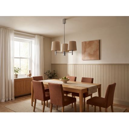 Brilagi - Żyrandol na pręcie MONTE 3xE27/60W/230V beżowy/błyszczący chrom