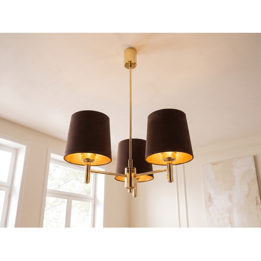 Brilagi - Żyrandol na pręcie MONTE 3xE27/60W/230V brązowy/złoty
