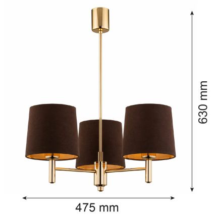 Brilagi - Żyrandol na pręcie MONTE 3xE27/60W/230V brązowy/złoty