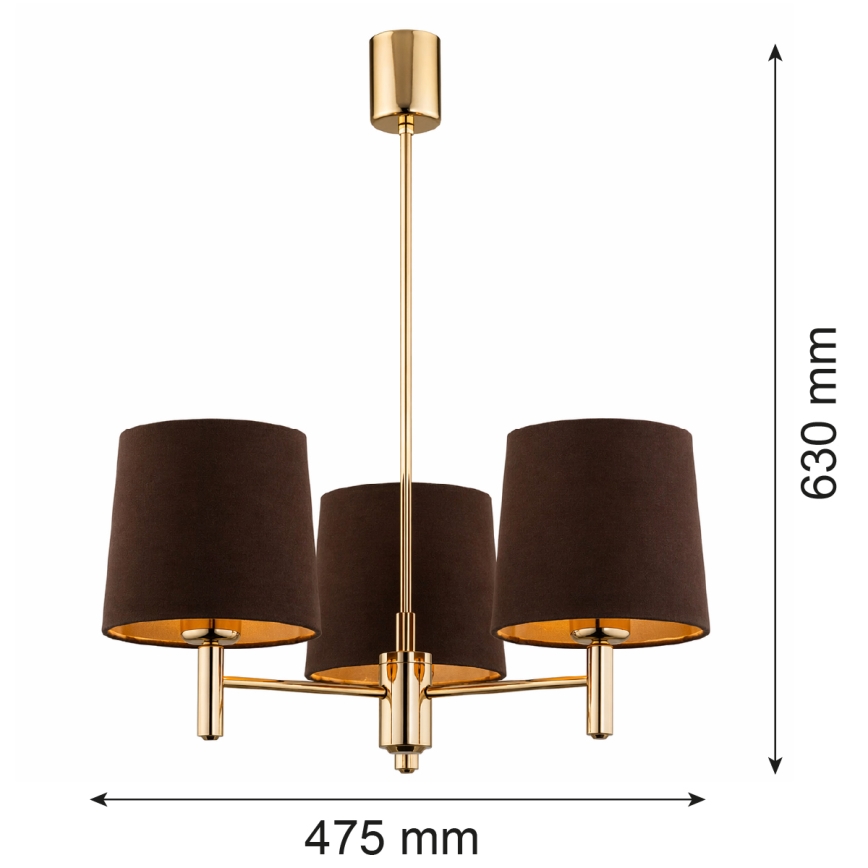 Brilagi - Żyrandol na pręcie MONTE 3xE27/60W/230V brązowy/złoty