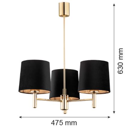 Brilagi - Żyrandol na pręcie MONTE 3xE27/60W/230V czarny/złoty