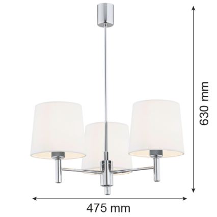 Brilagi - Žyrandol na pręcie MONTE 3xE27/60W/230V kremowy/błyszczący chrom