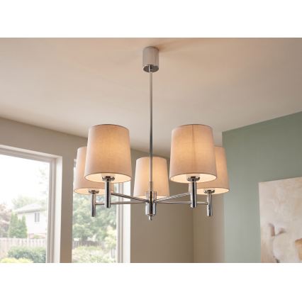 Brilagi - Żyrandol na pręcie MONTE 5xE27/60W/230V beżowy/błyszczący chrom