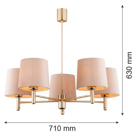 Brilagi - Żyrandol na pręcie MONTE 5xE27/60W/230V beżowy/złoty