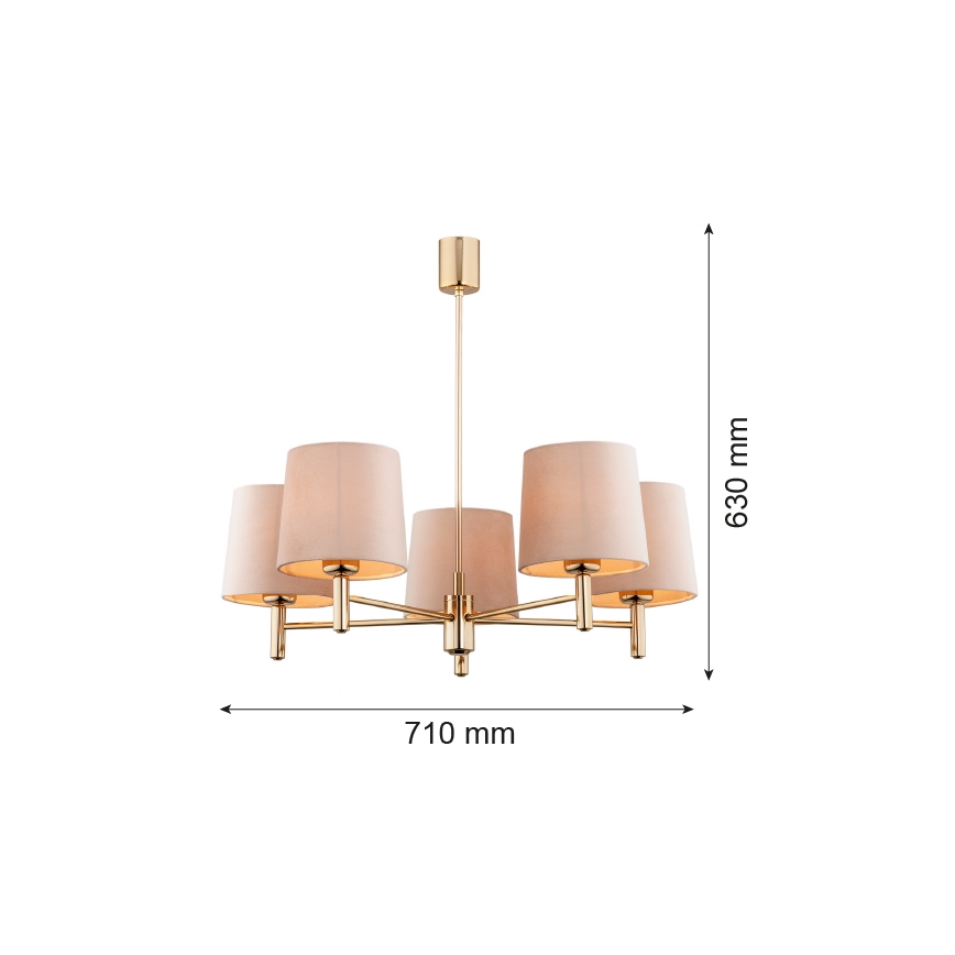 Brilagi - Żyrandol na pręcie MONTE 5xE27/60W/230V beżowy/złoty
