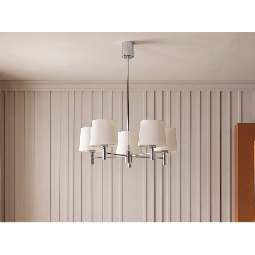 Brilagi - Żyrandol na pręcie MONTE 5xE27/60W/230V kremowy/błyszczący chrom