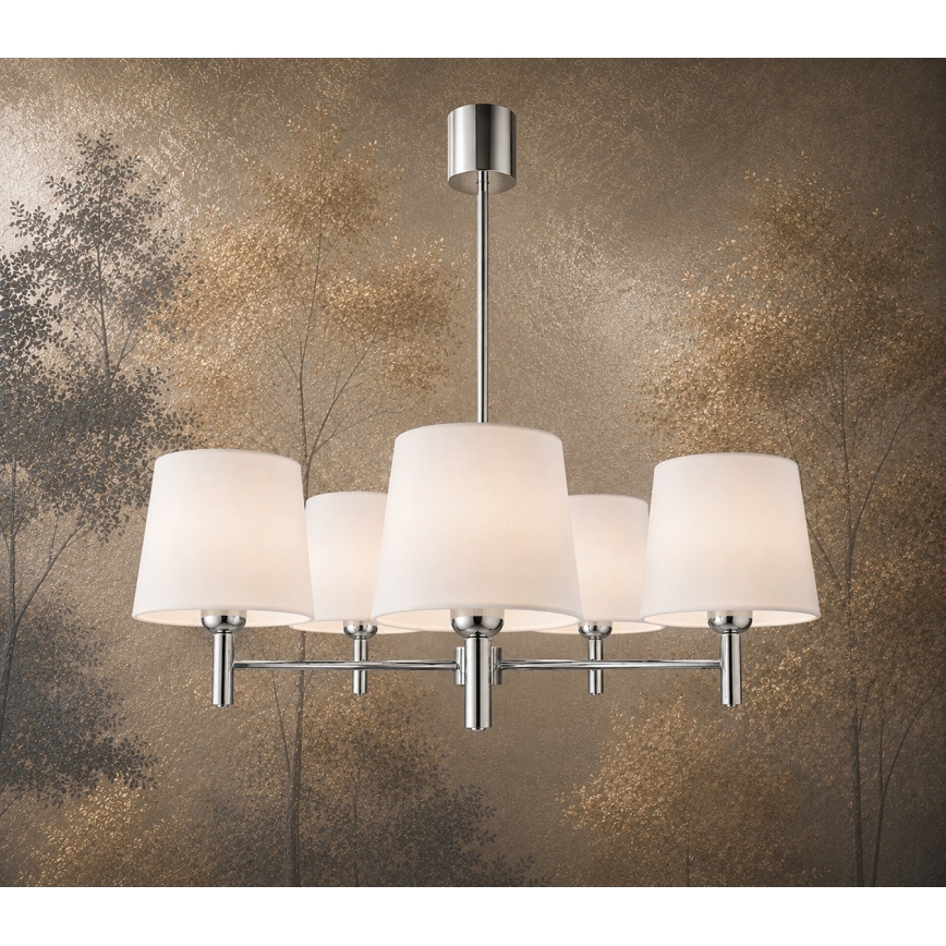 Brilagi - Żyrandol na pręcie MONTE 5xE27/60W/230V kremowy/błyszczący chrom