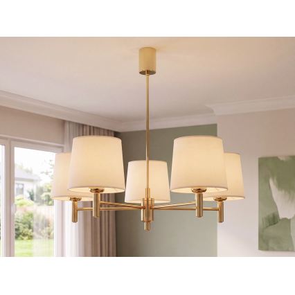 Brilagi - Żyrandol na pręcie MONTE 5xE27/60W/230V kremowy/złoty
