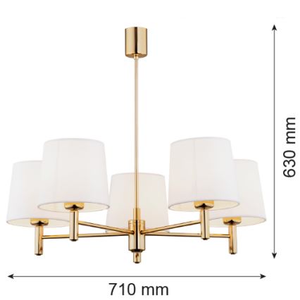 Brilagi - Żyrandol na pręcie MONTE 5xE27/60W/230V kremowy/złoty