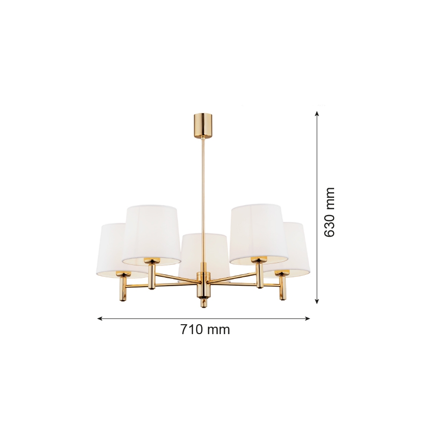 Brilagi - Żyrandol na pręcie MONTE 5xE27/60W/230V kremowy/złoty