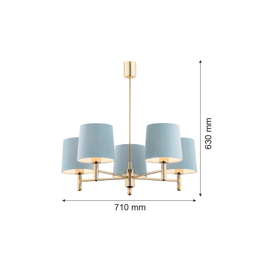 Brilagi - Żyrandol na pręcie MONTE 5xE27/60W/230V niebieski/złoty