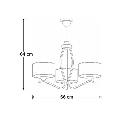 Brilagi - Żyrandol na pręcie SAPHIRE 3xE27/15W/230V Ø 66 cm kremowy/złoty/patyna
