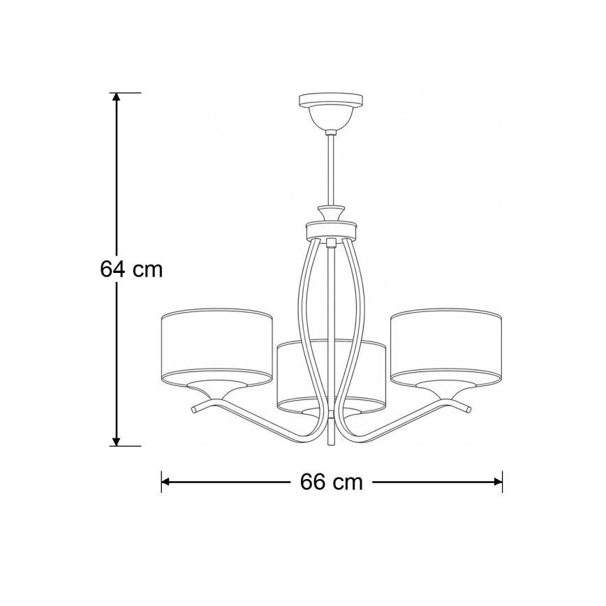 Brilagi - Żyrandol na pręcie SAPHIRE 3xE27/15W/230V Ø 66 cm kremowy/złoty/patyna