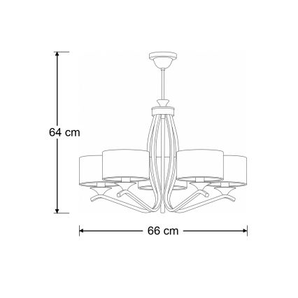 Brilagi - Żyrandol na pręcie SAPHIRE 5xE27/15W/230V śr. 66 cm kremowy/złoty/patyna