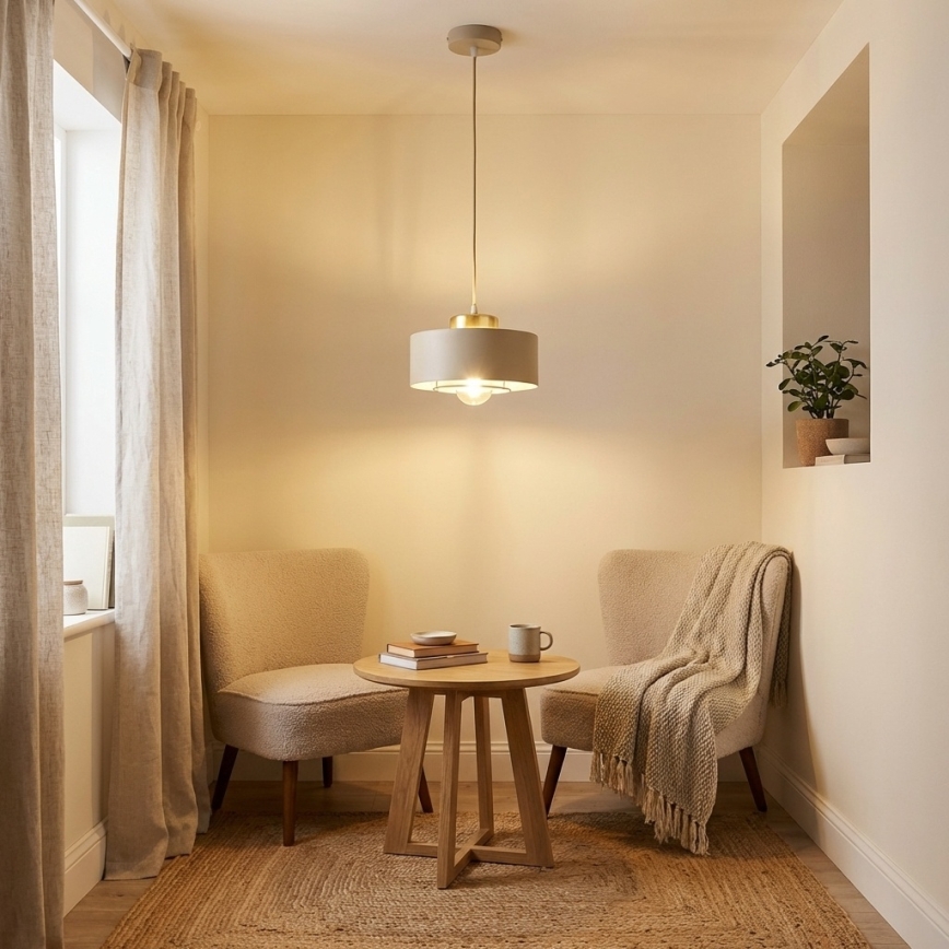 Brilagi - Żyrandol na przewodzie 1xE27/60W/230V śr. 20 cm beżowy/złoty