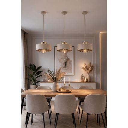 Brilagi - Żyrandol na przewodzie 1xE27/60W/230V śr. 20 cm beżowy/złoty