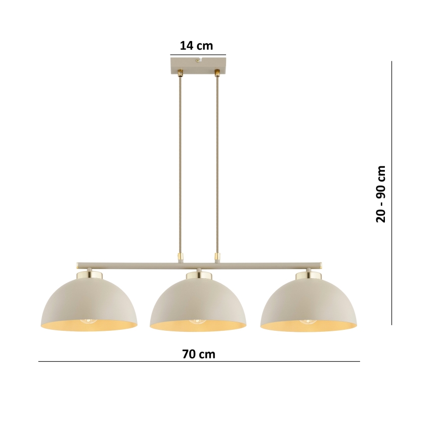 Brilagi - Żyrandol na przewodzie MOON 3xE27/60W/230V beżowy/złoty