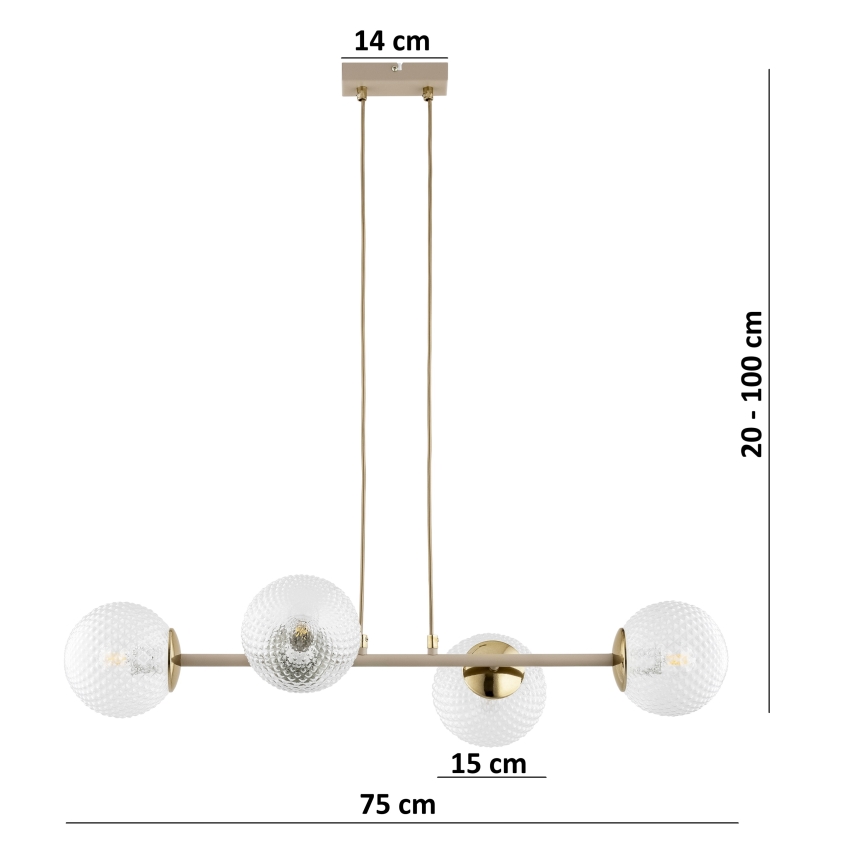 Brilagi - Żyrandol na przewodzie STELLA 4xE27/60W/230V beżowy/złoty
