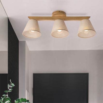 Brilagi - Żyrandol natynkowy ANTHONY 3xE14/40W/230V dąb/beżowy