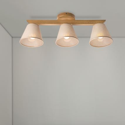Brilagi - Żyrandol natynkowy ANTHONY 3xE14/40W/230V dąb/beżowy