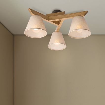 Brilagi - Żyrandol natynkowy ANTHONY 3xE14/40W/230V dąb/beżowy