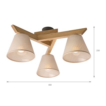 Brilagi - Żyrandol natynkowy ANTHONY 3xE14/40W/230V dąb/beżowy