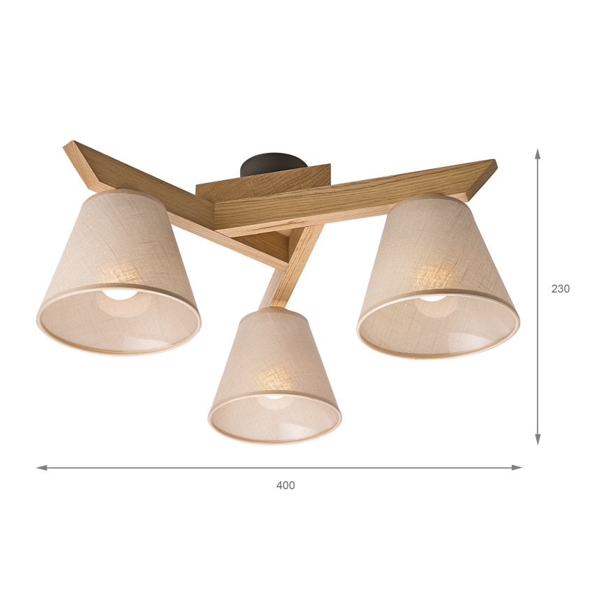 Brilagi - Żyrandol natynkowy ANTHONY 3xE14/40W/230V dąb/beżowy