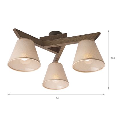 Brilagi - Żyrandol natynkowy ANTHONY 3xE14/40W/230V dąb/beżowy
