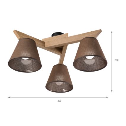 Brilagi - Żyrandol natynkowy ANTHONY 3xE14/40W/230V dąb/brązowy