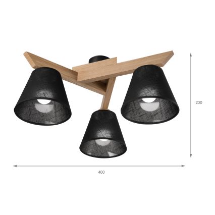 Brilagi - Żyrandol natynkowy ANTHONY 3xE14/40W/230V dąb/czarny