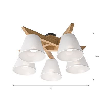 Brilagi - Żyrandol natynkowy ANTHONY 5xE14/40W/230V dąb/biały