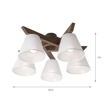 Brilagi - Żyrandol natynkowy ANTHONY 5xE14/40W/230V dąb/biały